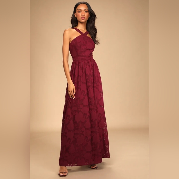 Love and Beyond Wine Burnout Floral Maxi Dress - Picture 4 of 5